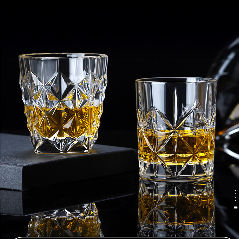 Vasos de vidrio de licor de cristal de 300 ml Venta caliente Vasos de whisky