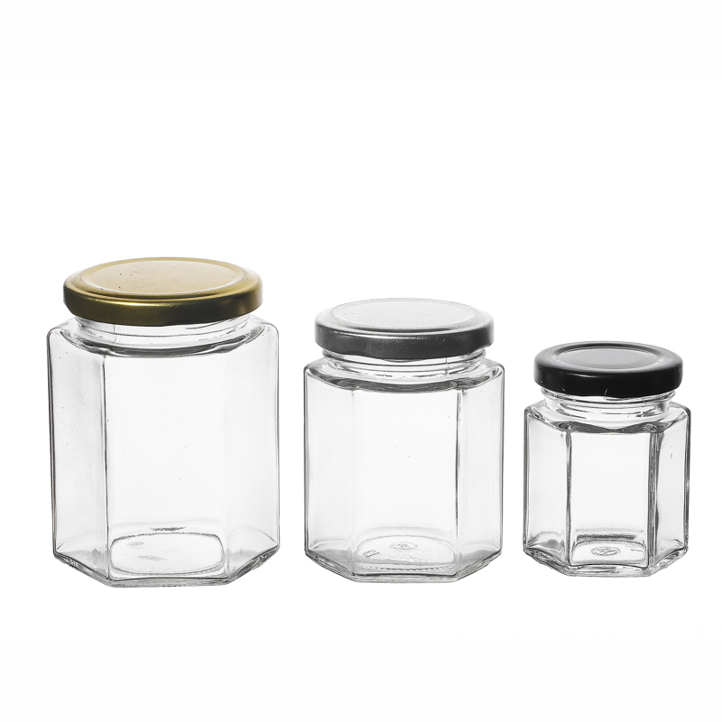 Frascos de miel de vidrio hexagonal de buena calidad 380ml 500ml al por mayor