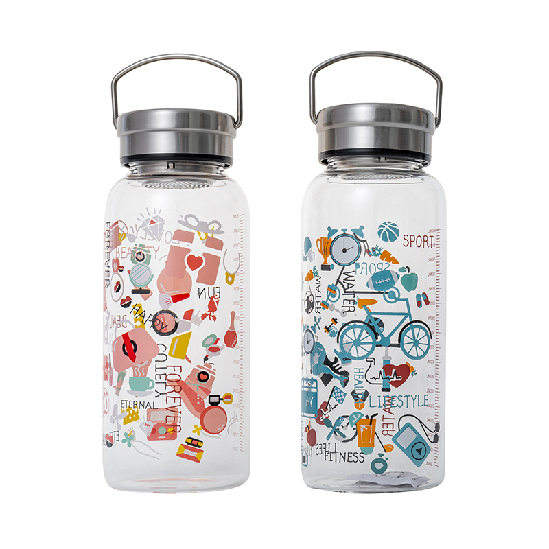 Botellas de agua de vidrio de pedernal 1000ml con impresión personalizada
