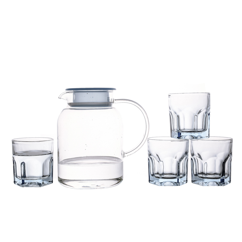 Juegos de vasos de vidrio para uso familiar de envases de té de la serie de hervidor de agua clara