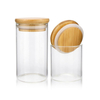 Tarro de vidrio de alta transparencia de alta transparencia con tapa de bambú