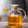 Olla de aceite de cocina de vidrio de borosilicato alto con tapas y asa