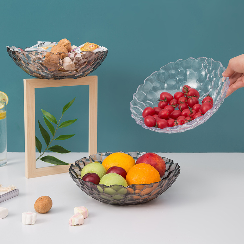 Platos de fruta de cristal redondos de 9 pulgadas Platos de caramelo Decoración del hogar