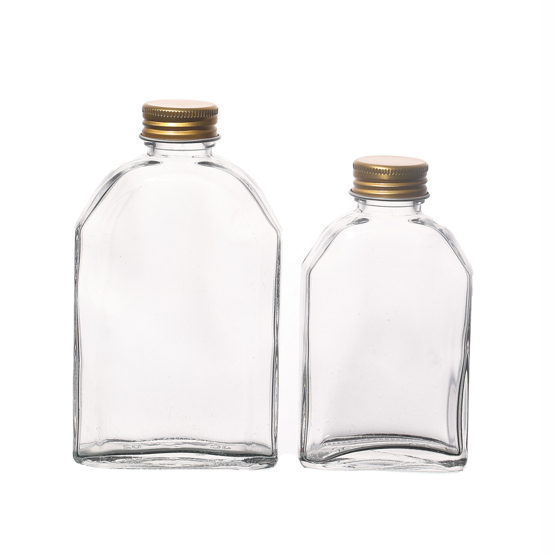 Botellas de vidrio portátiles para llevar de forma plana de 200 ml y 250 ml